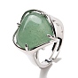 Gemstone Heart Adjustable Ring, Brass Jewelry for Women, Lead Free & Cadmium Free, Platinum