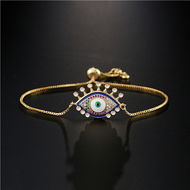 Bijoux à la mode en cuivre et zircon micro-incrustés avec bracelet mauvais œil pour femmes
