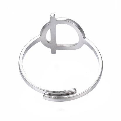 304 anillo de puño abierto con forma de cierre de palanca de acero inoxidable, anillo grueso hueco para mujer