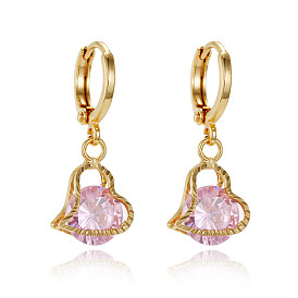 Charming Gold Hoop Earrings with Unique Zirconia Drops - Fashionable and Creative Ear Accessories