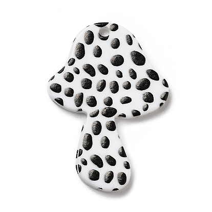 Autumn Theme Polka Dot Pattern Opaque Acrylic Pendants, for DIY Earring Accessories, Mushroom