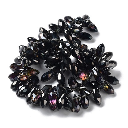 Perles en verre electroplate, demi-plaqué, facette, goutte , Trou: 1mm