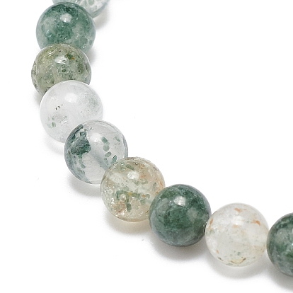 Bracelet extensible à perles rondes en quartz lodolite naturel / quartz de jardin, bijoux en pierres précieuses pour femmes