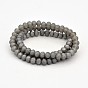 Pearl Luster Plated Faceted Rondelle Glass Beads Strands, Frosted, 6x4mm, Hole: 1mm, about 100pcs/strand, 17.3 inch