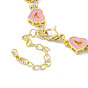 Pulsera de cadena con eslabones de circonita cúbica y corazón de esmalte rosa, joyas de latón para mujer