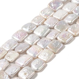Natural Keshi Pearl Beads Strands, Baroque Pearls, Cultured Freshwater Pearl, Square, Grade 5A