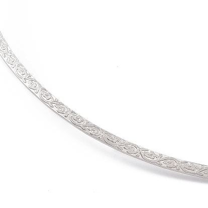 304 fabrication de colliers en fil texturé floral en acier inoxydable, colliers rigides, tour de cou minimaliste, col de manchette