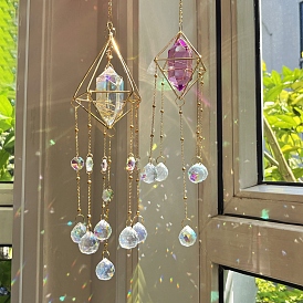 Bullet Glass Hanging Ornaments, Teardrop Glass Tassel Suncatchers