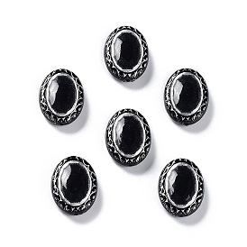Opaque Acrylic Beads, Metal Enlaced, Oval