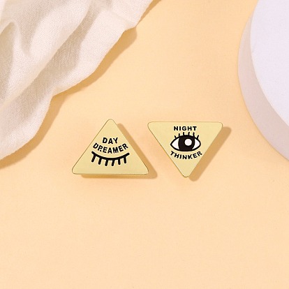 Triangle with Eye Enamel Pin, Light Gold Alloy Word Brooch for Backpack Clothes