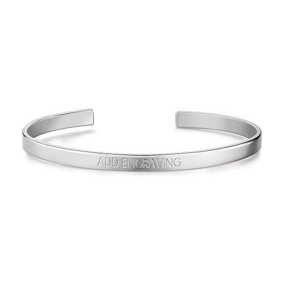 SHEGRACE Brass Inspirational Cuff Bangles, with Word Add Engraving