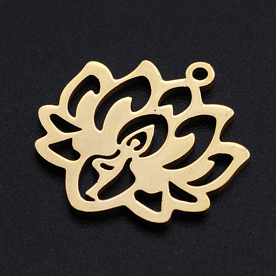 201 Stainless Steel Pendants, Filigree Joiners Findings, for Chakra, Laser Cut, Lotus Flower with Yoga