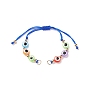 Bracelets en fil de nylon tressé réglables semi-finis, bracelets de perles mauvais œil, avec anneau de saut, pour la fabrication de bracelet connecteur