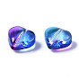Perles de verre peintes par pulvérisation transparentes deux tons, cœur