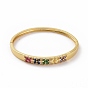 Colorful Cubic Zirconia Flower Hinged Bangle, Brass Jewelry for Women