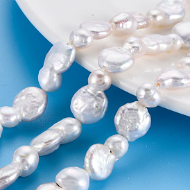 Perles de nacre naturelle brins Keshi, perle de culture d'eau douce, 8 forme, nuggets