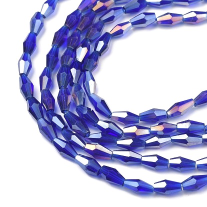 Transparent Glass Beads, Bicone, AB Color Plated, Faceted