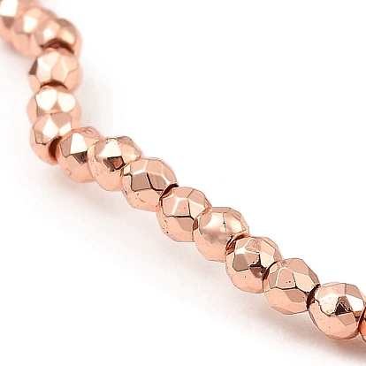 Bracelets de perles d'hématite synthétiques non magnétiques, ronde à facettes