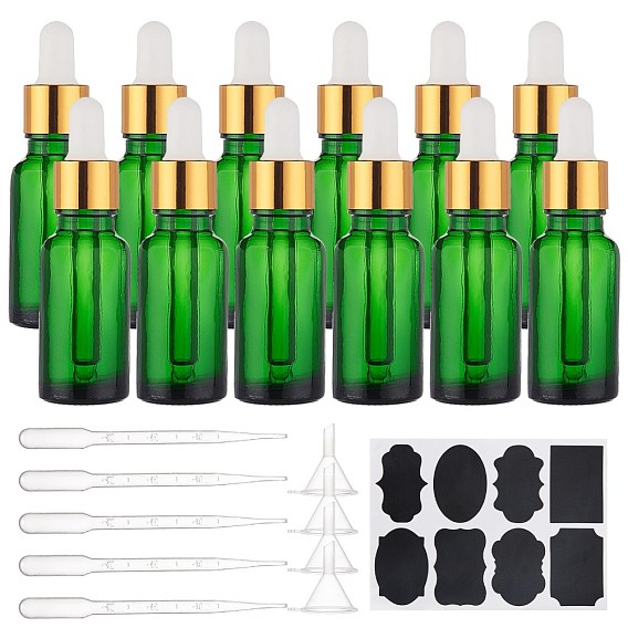 Glass Dropper Bottles, with Dropper, Chalkboard Sticker Label, Plastic Funnel Hopper, Plastic Dropper