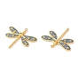 304 Stainless Steel Enamel Pendants, Real 18K Gold Plated, Dragonfly Charm