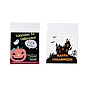 Halloween Theme Plastic Bakeware Bag, with Self-adhesive, for Chocolate, Candy, Cookies, Square with Pumpkin/House