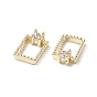 Brass Micro Pave Clear Cubic Zirconia Cabochons, Rectangle
