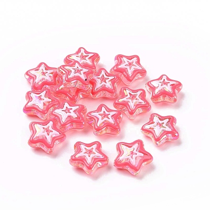 Placage uv perles acryliques irisées arc-en-ciel, avec l'émail, étoiles