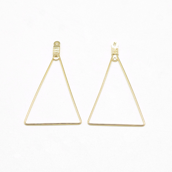 Brass Links Connectors, Triangle, Real 18K Gold Plated