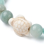 Pulsera elástica con cuentas de tortuga de piedras preciosas mixtas naturales y sintéticas para mujer