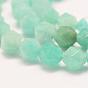 Natural Amazonite Beads Strands, Star Cut Round Beads, Faceted