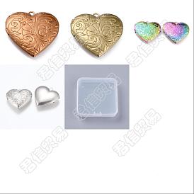 Unicraftale 8Pcs 4 Style 304 Stainless Steel Locket Pendants, Photo Frame Pendants for Necklaces, Heart