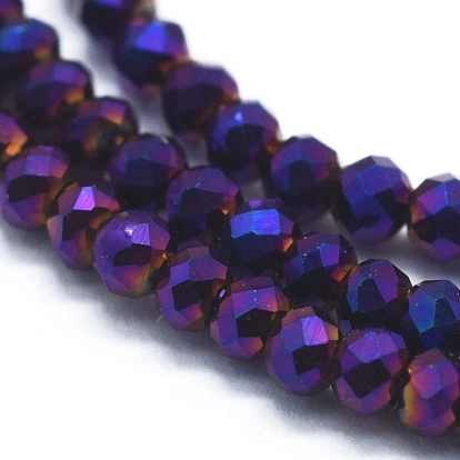 Electroplate Glass Beads Strands, Full Plated, Faceted, Abacus