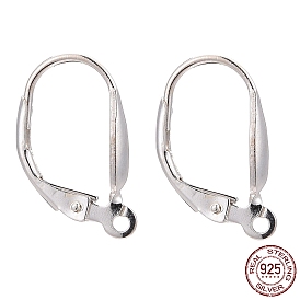 925 серьги-кольца из стерлингового серебра с рычажной спинкой., 17x9x3 мм, отверстие : 1 мм