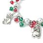 Bracelet extensible en perles de verre coloré, Chaussette de noël, arbre, canne en bonbon et cadeau, bracelet à breloques en alliage