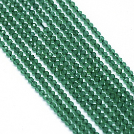 Natural Green Jade Bead Strands, Faceted, Dyed, Round