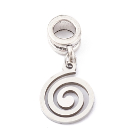 304 Stainless Steel European Dangle Charms, Large Hole Pendants, with Alloy Tube Bails, Vortex