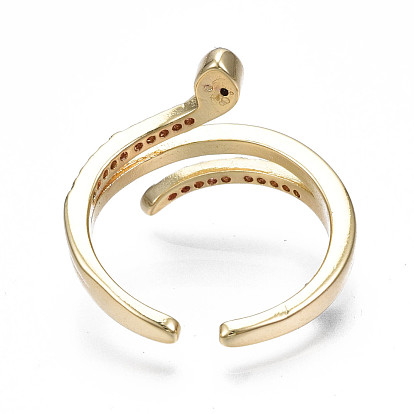 Spakling Cubic Zirconia Snake Wrap Cuff Ring, Real 18K Gold Plated Brass Open Ring for Women, Nickel Free