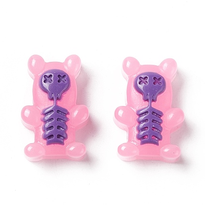 Opaque Resin Cabochon, Skeleton Bears