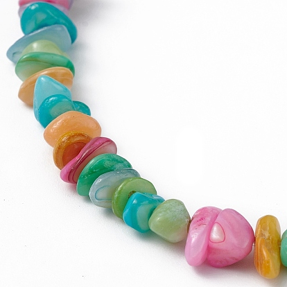 Dyed Natural Freshwater Shell Beads Strands, Chip, Colorful