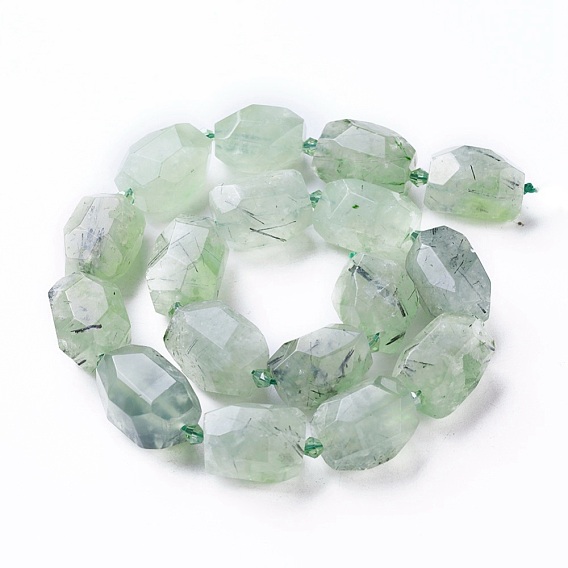 Natural Prehnite Beads Strands, Faceted, Polygon