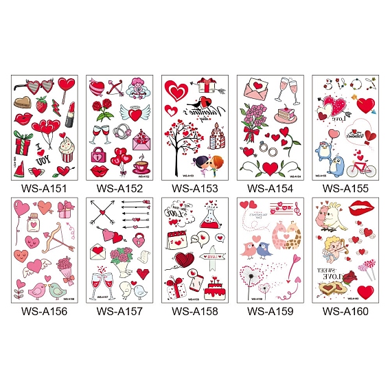 Съемные временные водонепроницаемые татуировки бумажные наклейки, День Святого Валентина тема