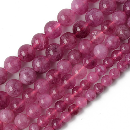 Perlas de cuarzo natural de hebras, teñido y climatizada, turmalina de imitación, rondo