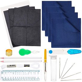 DIY Embroidery Kit, with Polycotton Threads, Iron Seam Rippers & Tapestry Needles & Sewing Tools, Plastic Rulers & Tube Containers, Linen Fabric, Wax Tailor Chalk Pens, Transfer Paper, Scissors