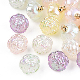 Acrylic Pendants, with Golden Plated ABS Plastic Findings, Flower