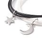 Magnetic Heart Match Couple Bracelets Set, 304 Stainless Steel Star & Moon Charms Bracelets for Best Friends Lovers
