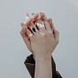 925 прямоугольное открытое кольцо-манжета из стерлингового серебра, креативное кольцо из прозрачного кубического циркония для женщин