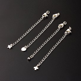 304 Stainless Steel Chain Extender, with Charms, Curb Chains & Lobster Claw Clasps