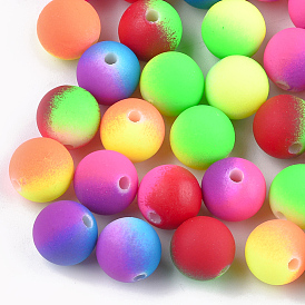 Rubberized Style Acrylic Beads, Round