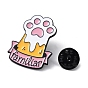 Pines esmaltados con tema de mascota, garra de gato rosa, bonito kawaii, insignia de aleación negra para mujer