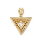 Brass Micro Pave Clear Cubic Zirconia Pendants, Cadmium Free & Nickel Free & Lead Free, Rack Plating, Triangle